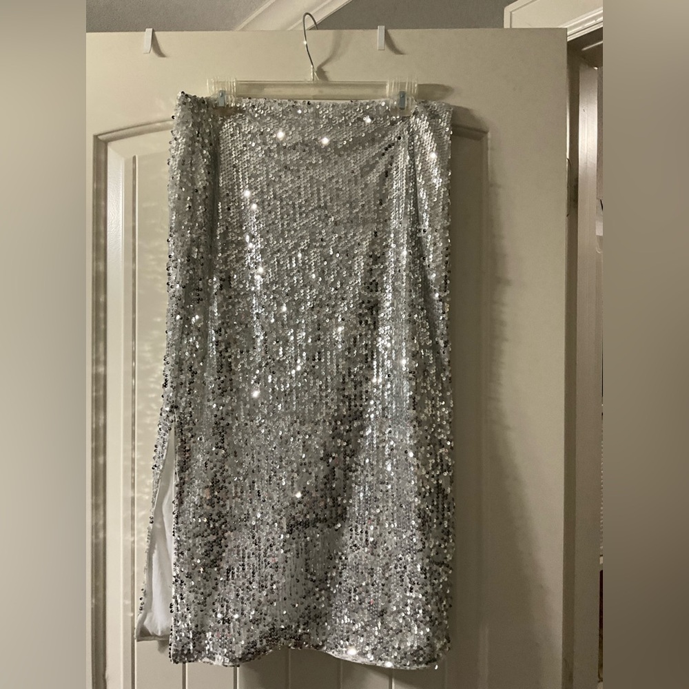 Silver Sequin Skirt